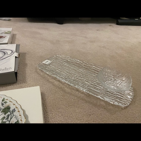 Bowring glass serving tray with bowl - Picture 3 of 4